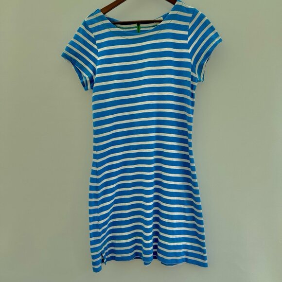 Hatley Blue & White Striped Dress L With Zipper Back Preppy Nautical - Picture 1 of 12